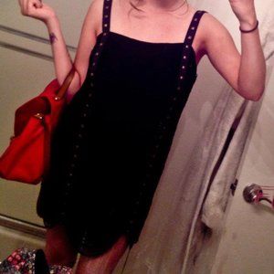 Black Cocktail Dress with Studs & Looped Tassels